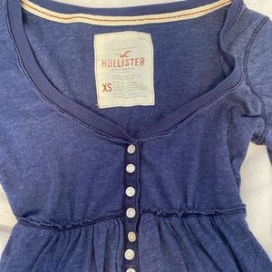 Woman’s blue size XS Hollister button blouse, babydoll style with cute lace